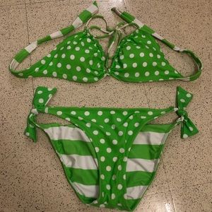 Justice neon green two-piece reversible bikini